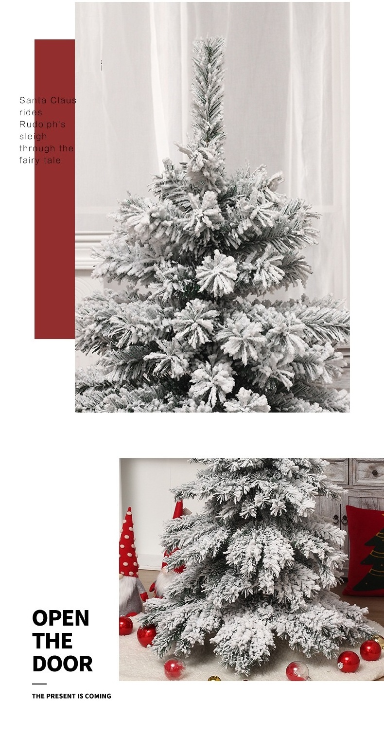 Decorated 5FT 6FT 10FT PE PVC Artificial Snow Christmas Tree Mixed Premium Flocked arbol de navidad kerstbomen Christmas Tree