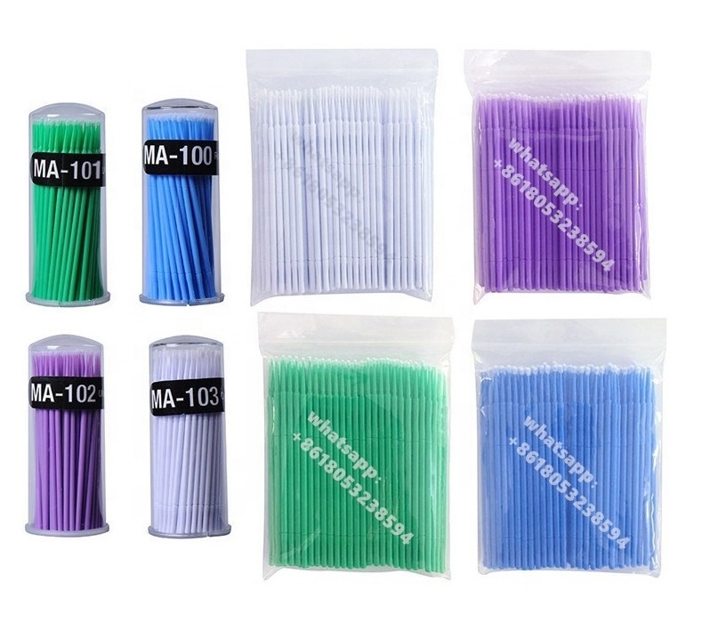 Disposable Micro Brush 100pcs Eyelash Extensions Lash Super Fine Cotton Stick Lint Free Microbrush for Eyelash Extension