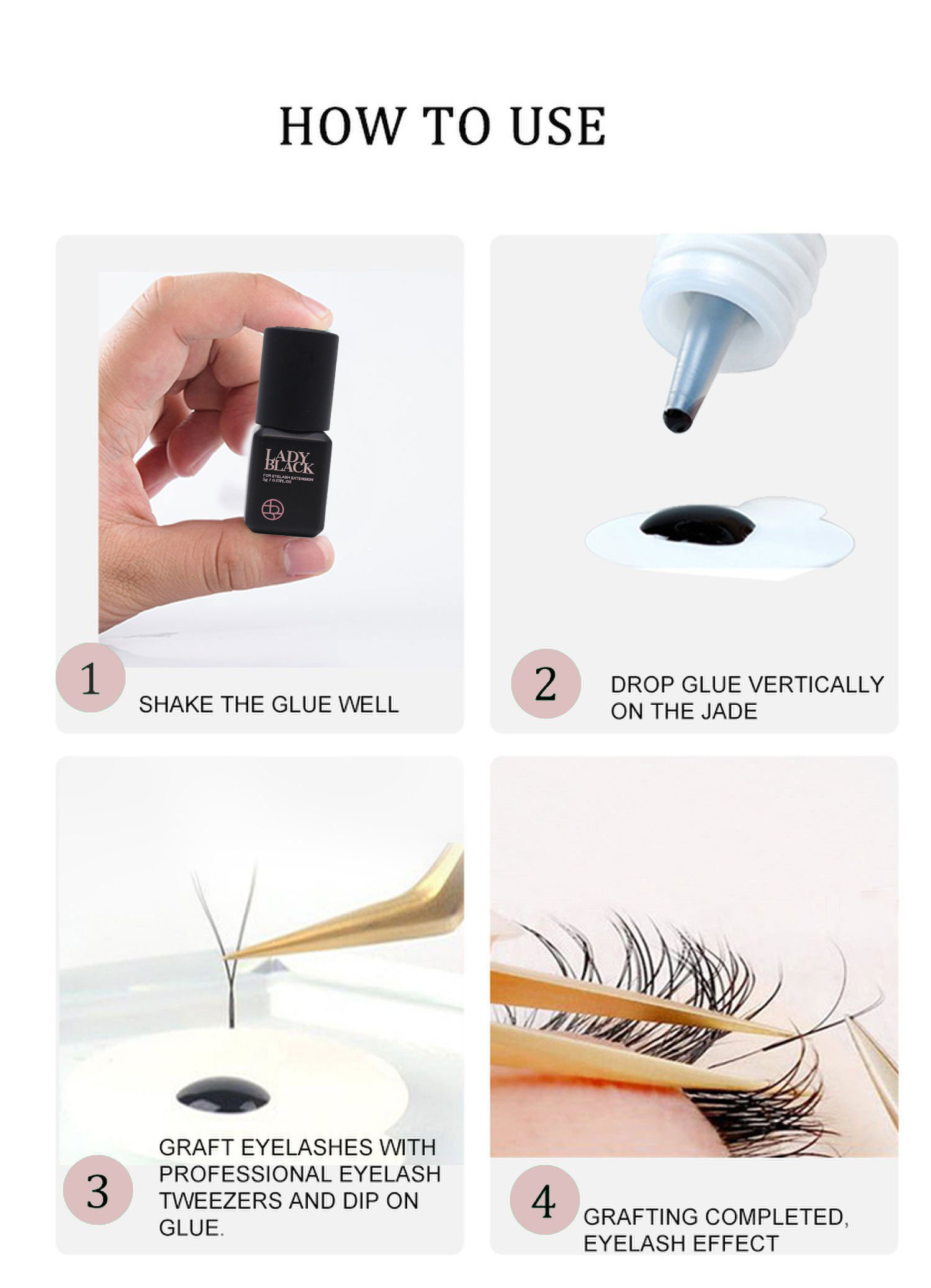 Lady Black Glue Clear Mink Extension Eye lash Korean Eyelash Extention Adhesive Glue with Private label