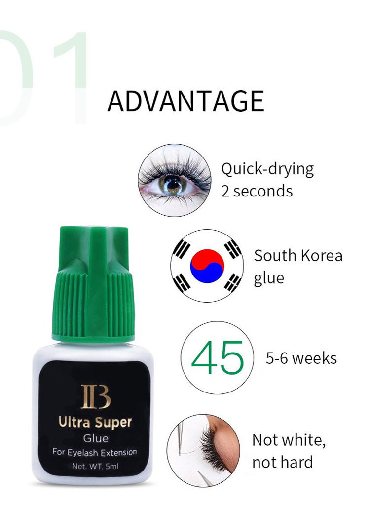 Korea accept customized 5ml IB Ultra Super Volume individual Adhesive Private Label Eyelashes Extension glue