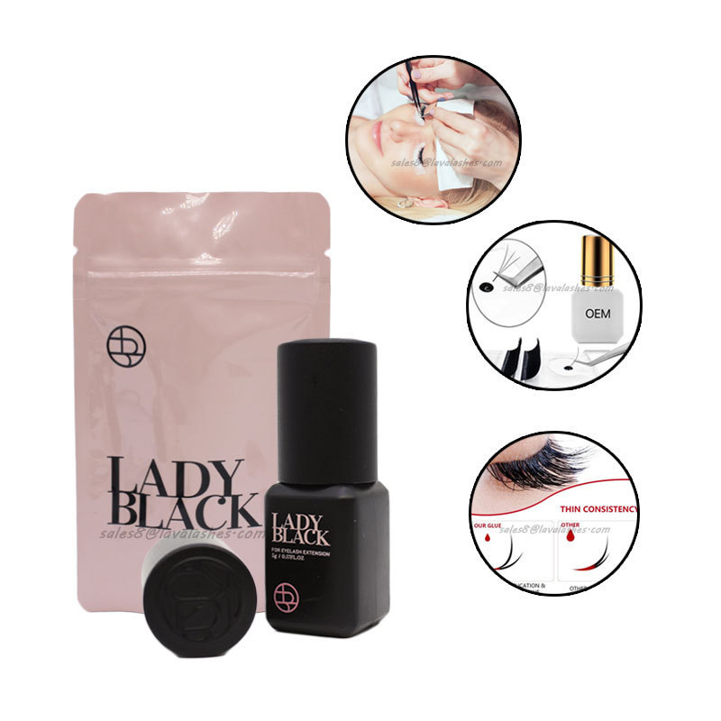 5ml/10ml Quick Dry Lady Black Glue Professional Lash Glue Korea Natural Eyelash Extensions Glue