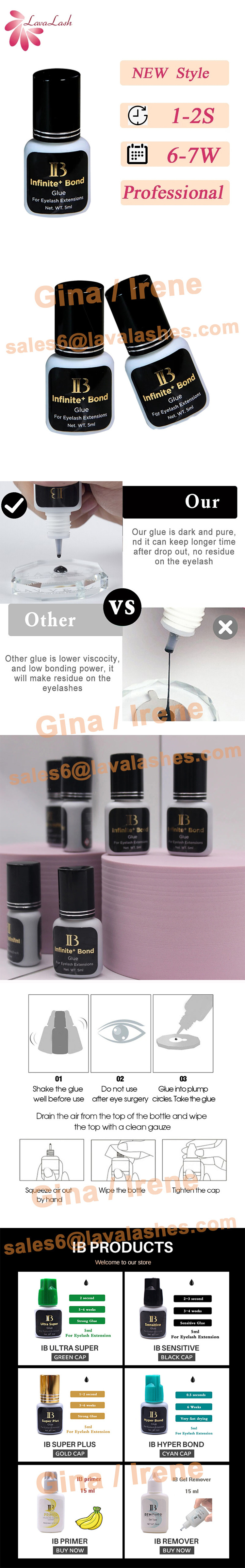 wholesale eyelash extension adhesive 5ml strong IB infinite+ Bond glue private label Korea eyelash glue