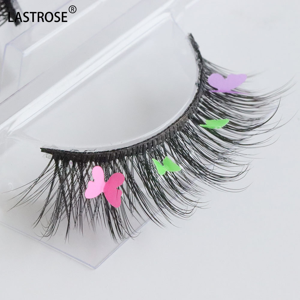 Popular butterfly decals 3D eyelash makeup false lashes Colored sequin lashes package box