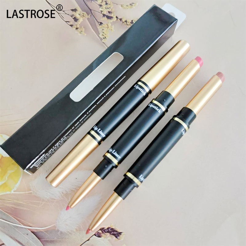 2023 newest  lip makeup products 2in1 waterproof lip liner 10 colors double headed matte lipstick  with packaging private label