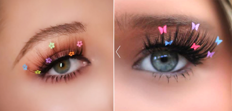 Popular butterfly decals 3D eyelash makeup false lashes Colored sequin lashes package box