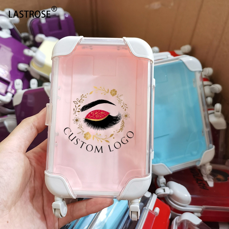 private label Empty cute mini suitcase eyelash box Hot selling mini luggage lash shampoo packaging suitcase