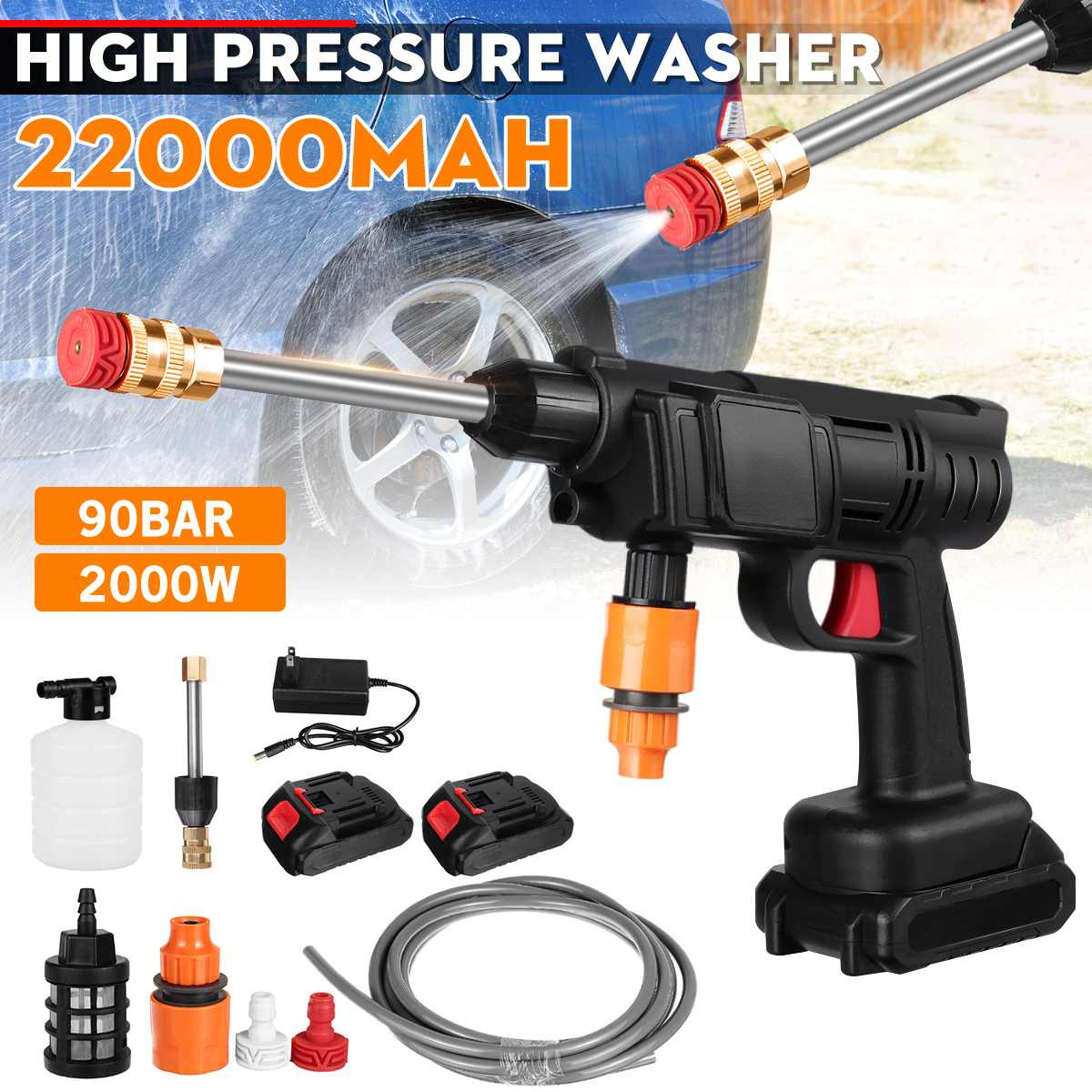 Wireless Portable High Pressure Foam 22000 mah Rechargeable Car Washer Dry Cleaning  Electric Water car wash Gun