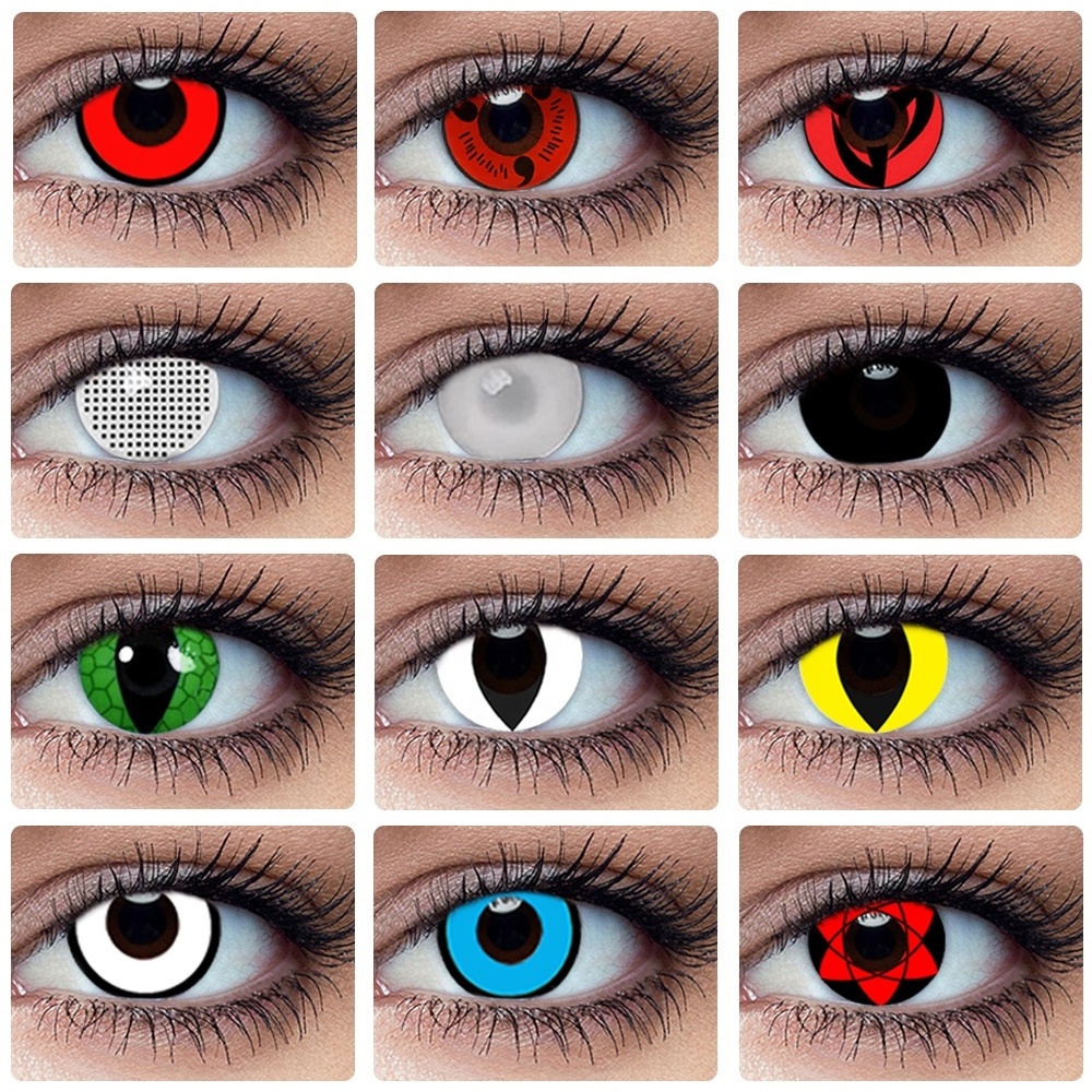 Wholesale Cosplay Halloween Contacts Scary Crazy Sharingan Colored Contact Lenses 1 Yearly Soft Contact Lenses