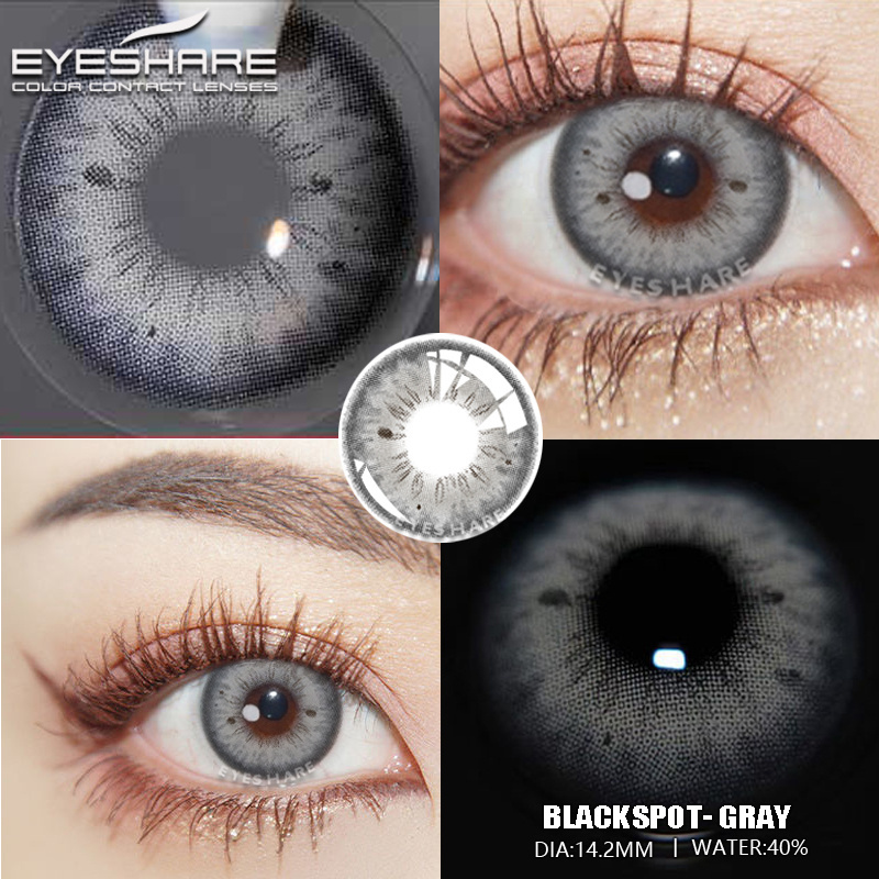 Eyeshare Diopter Lenses Ice Crystal Soft Colored Contact Lenses for Dark Eye Prescription Natural Color Contact Lens with Power