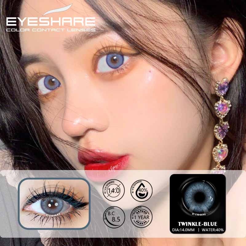 EYESHARE 1 Pair (2pcs) Natural Crystal TWINKLE Series Color Cosmetic Contact Lenses Eye Color Lenses for Eyes