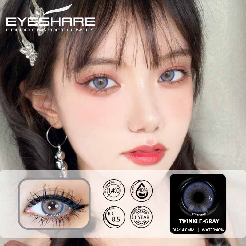 EYESHARE 1 Pair (2pcs) Natural Crystal TWINKLE Series Color Cosmetic Contact Lenses Eye Color Lenses for Eyes