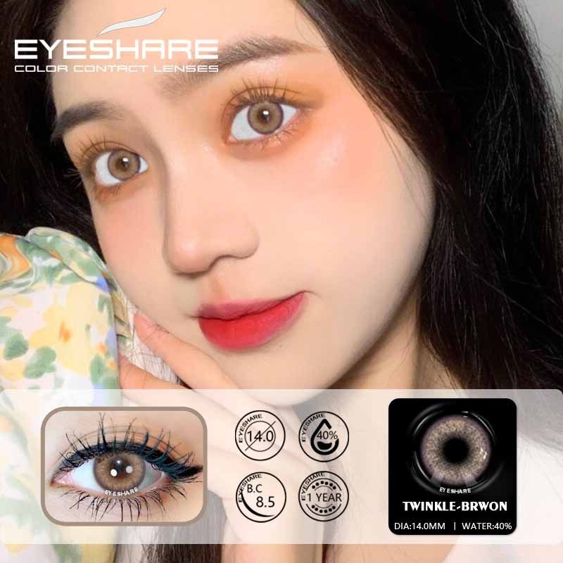 EYESHARE 1 Pair (2pcs) Natural Crystal TWINKLE Series Color Cosmetic Contact Lenses Eye Color Lenses for Eyes