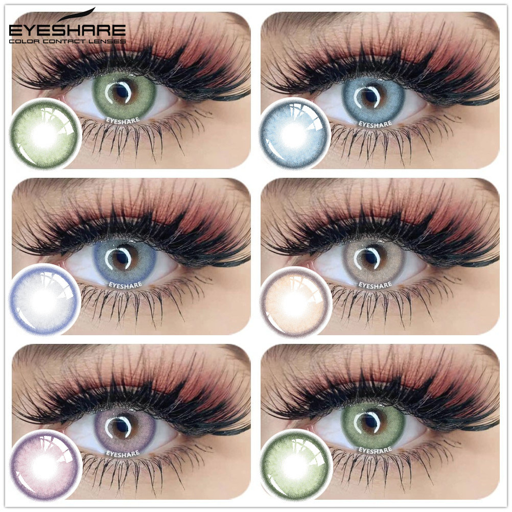 EYESHARE 1Pair New Natural Colored Contacts Lenses Brown Eyes Lenses Yearly soft  Eyes Contacts Lenses