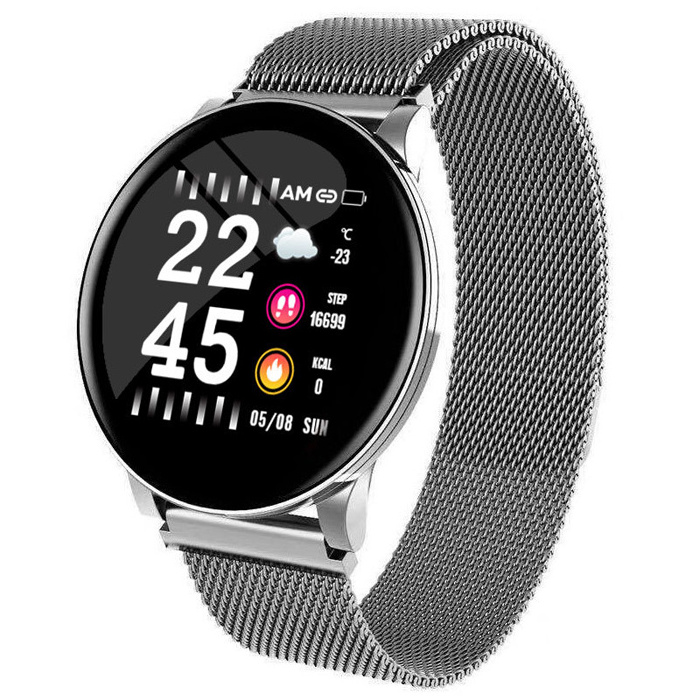 New arrivals stainless steel round screen sport health waterproof smart watch for iPhones & Android