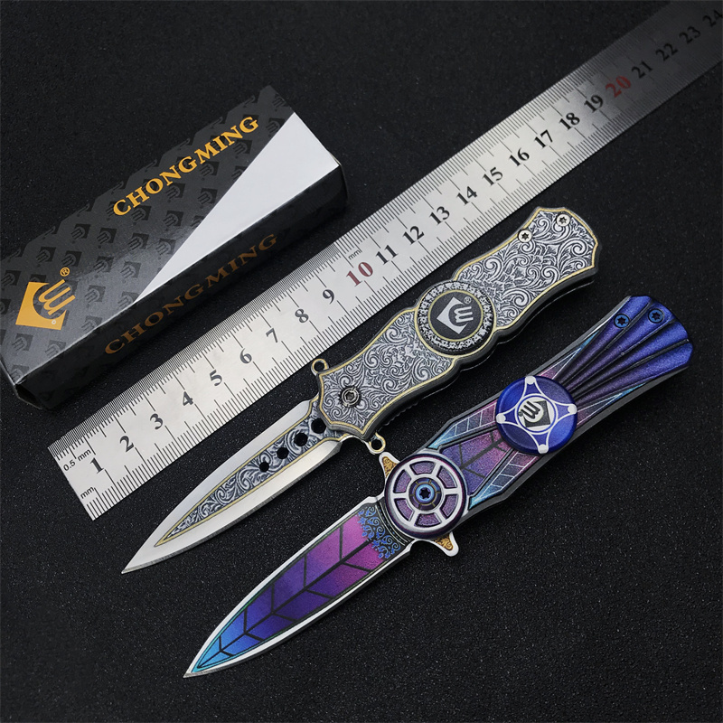 CM78 Rotary Fingertip Gyroscope Folding Knife 3D printed G10 Handle EDC Tactical Pocket Knife