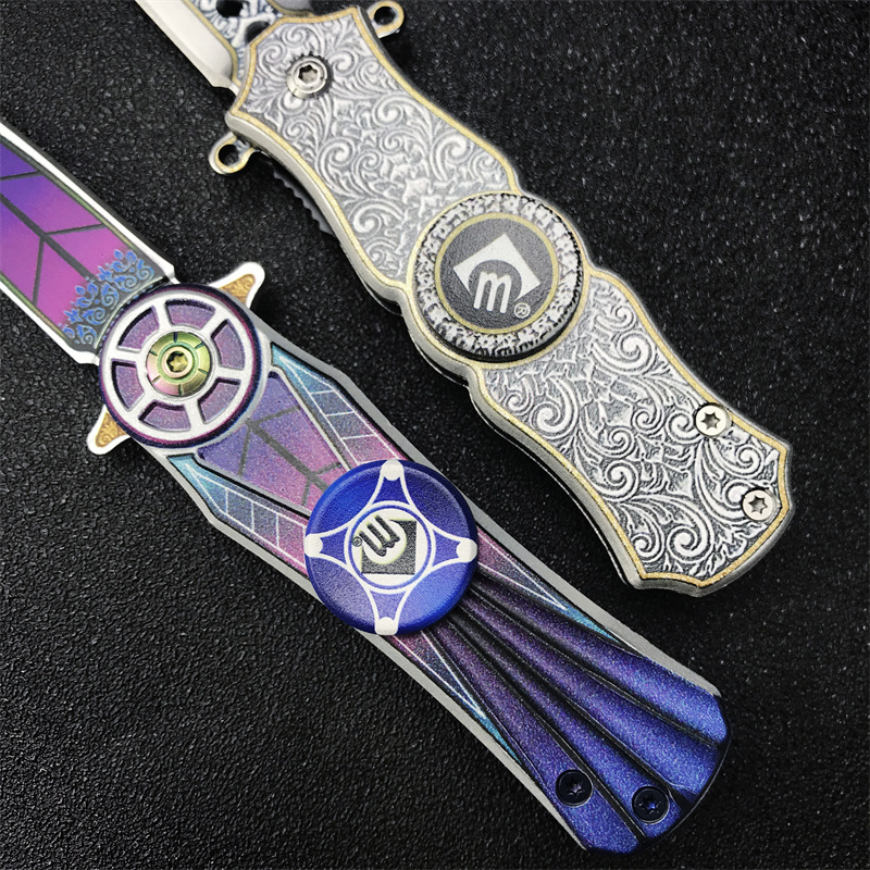 CM78 Rotary Fingertip Gyroscope Folding Knife 3D printed G10 Handle EDC Tactical Pocket Knife