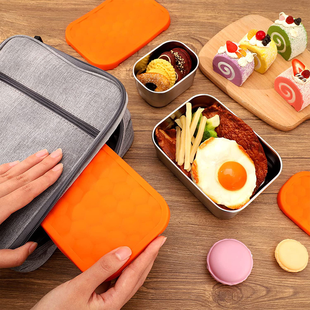 Stainless Steel Food Containers with Silicone Lids Set Metal Snack Container Leakproof Bento Box Storage Lunch Box