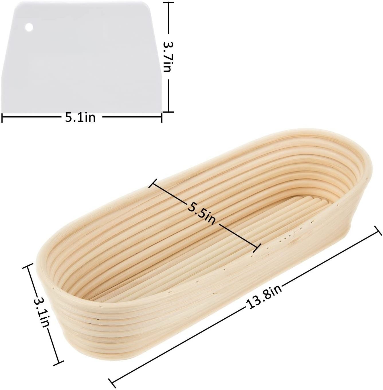 Set of 2 10inch Oval Shaped Brotform Bread Dough Proofing Rising Rattan Basket & Liner Combo