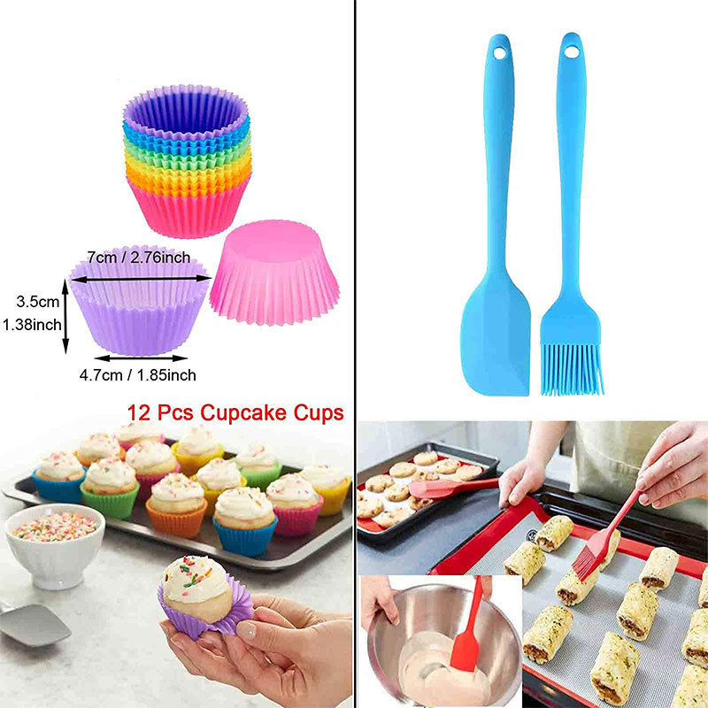 Top Fashion Baking Tools 18 Piece Silicone Bakeware Set Loaf Pan Cupcake