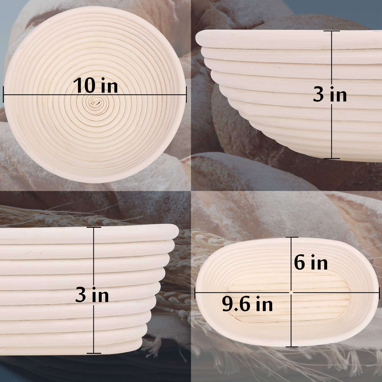 Factory wholesale customized 10inch oval rattan resin wicker bread proofing basket handwoven baking tool gift baskets in bulk