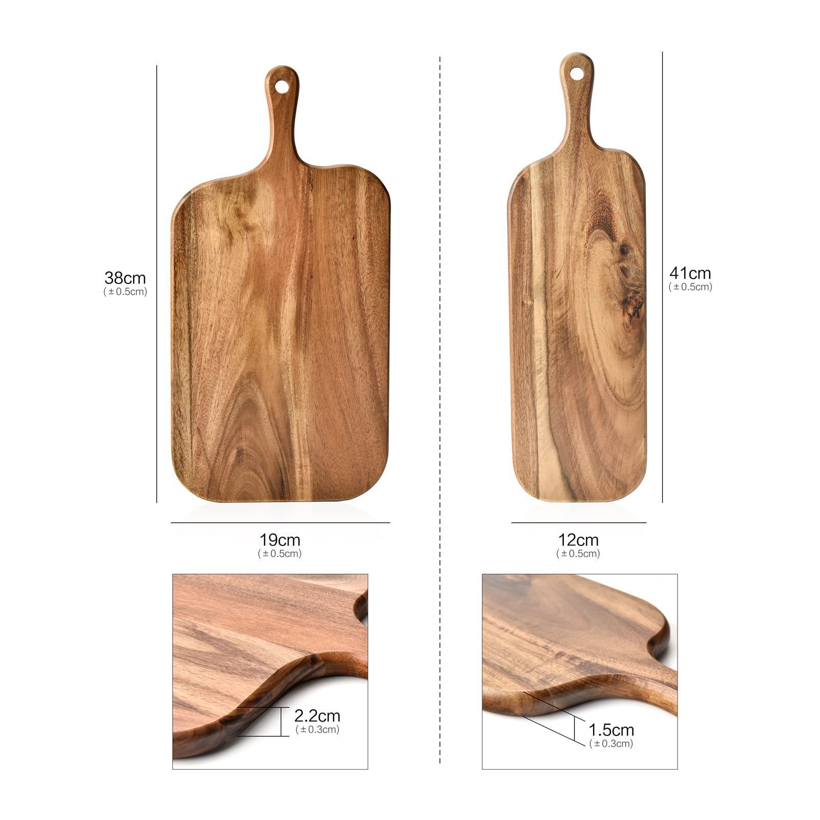 wholesale laser logo dark light kitchen bulk small acacia beech walnut olive oak teak wood chopping cutting board with handle