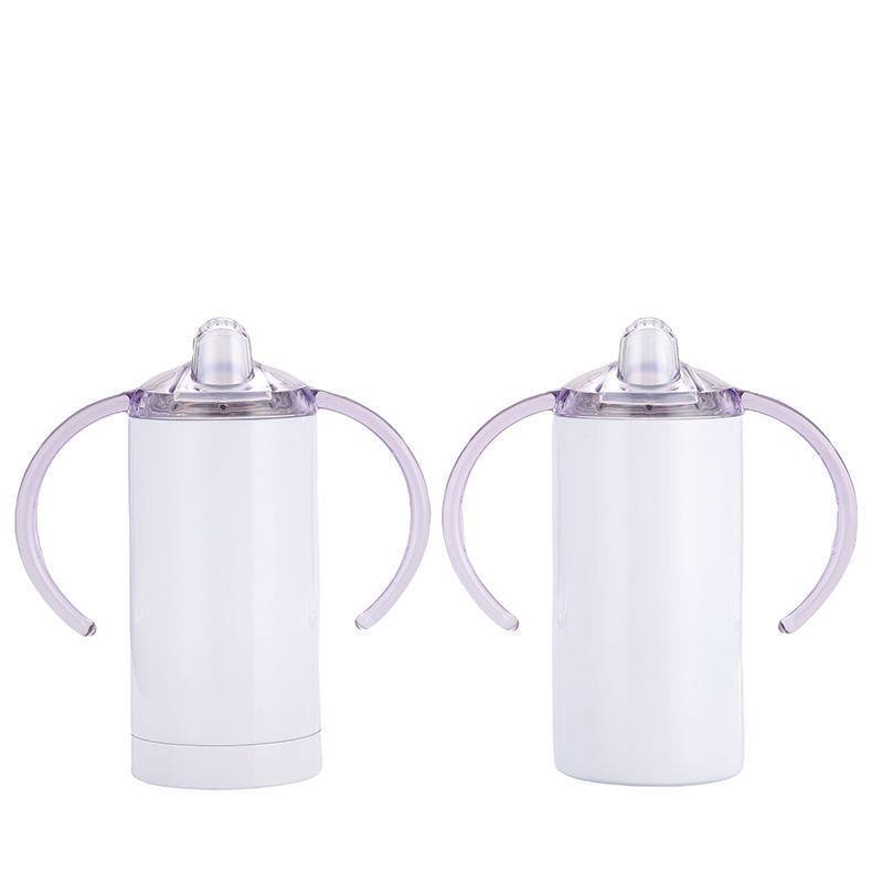 New Arrival 12oz 360ml Straight Sublimation Kid Cup Tumbler Baby Child Bottle Vacuum Sippy Cup With Two Lids