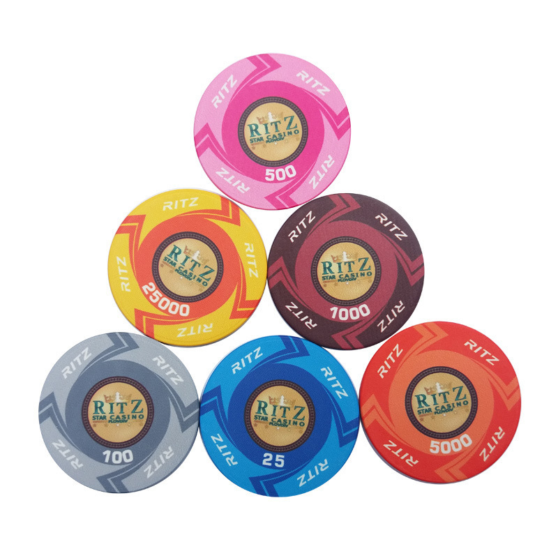 Classic custom 39mm ceramic poker chips glossy edge ept logo can be printed 10g factory supply for casino entertainment game