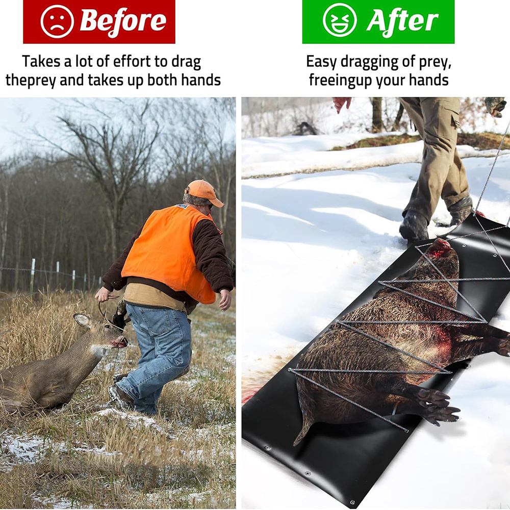 Deer Drag Sleds Multi-Purpose Utility Sled for Hauling Ice Fishing Supplies Fire Wood Duck Hunting Fishing Gear and Accessories