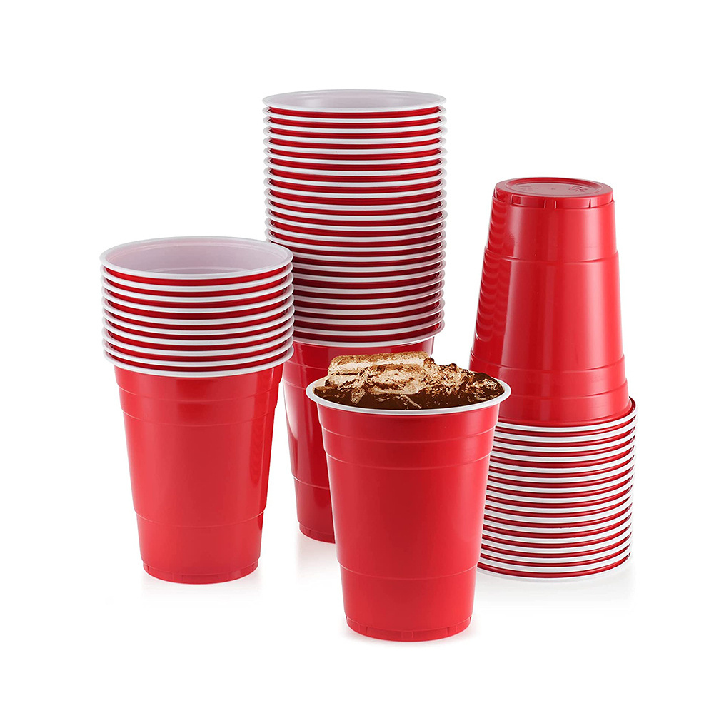 Red Plastic Cups 16 Oz Party Disposable Cup Big Birthday Party Cups Opp Bag OEM Disposable Party Supplies Kits PS Plastic,ps