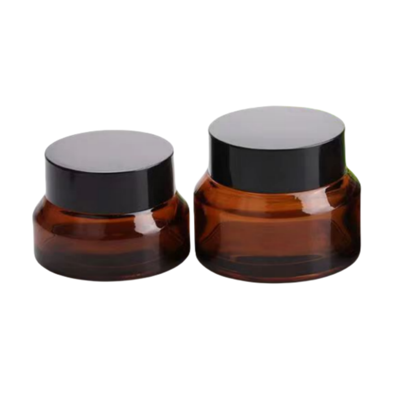 Support customized LOGO 30g50ml100ml200ml empty bamboo lid amber Clear Frosted face body cream cosmetic glass cream jar