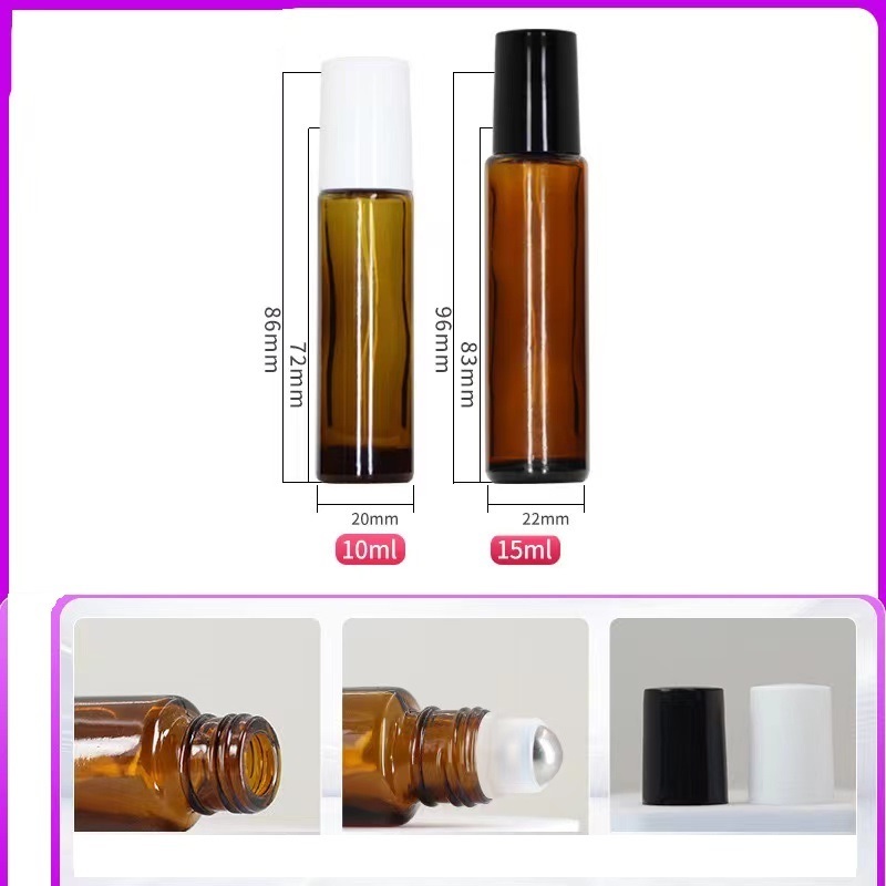 wholesale Essential oil perfume 5ml 6ml 8ml10ml 15ml 20ml roller bottle pink gradient colour roll on bottle vial with gold cap