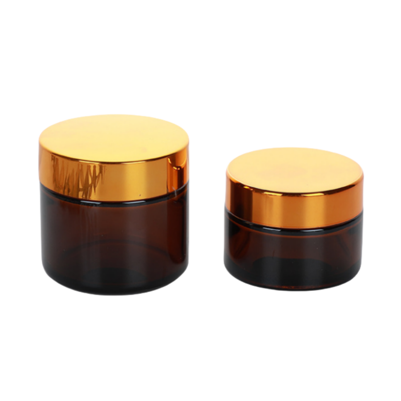 Support customized LOGO 30g50ml100ml200ml empty bamboo lid amber Clear Frosted face body cream cosmetic glass cream jar