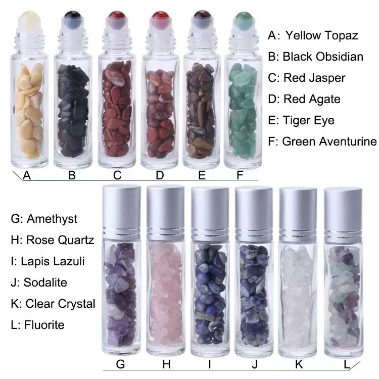 wholesale  colorful pink quartz roller ball fitment insert 10ml roll on glass bottle Essential oil perfume roll on bottle