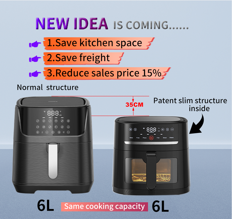 7L 7.5L 8L Best Hot Sale Electric Deep Air Fryer non-stick cooking pot digital Over heating Protection Function Air Fryers