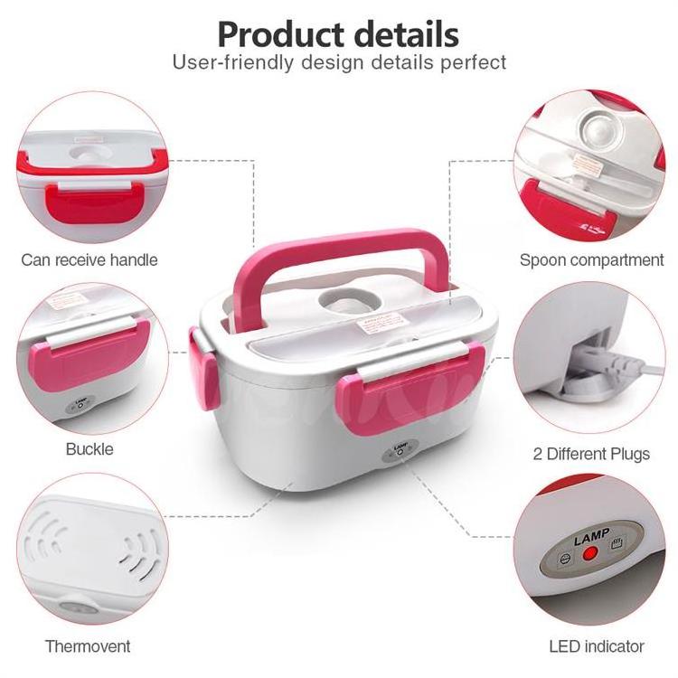 Portable Food Warmer Lonchera Electrica Heating Lunch Box Thermal Lunchbox Electric Lunch Box Stainless Steel Electric Lunchbox