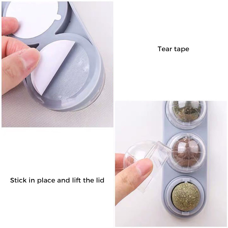 Wholesale 4pcs Cat Chew Toy Catnip Rotating Ball Teeth Cleaning Cat Mint Catnip Ball Stick on the wall