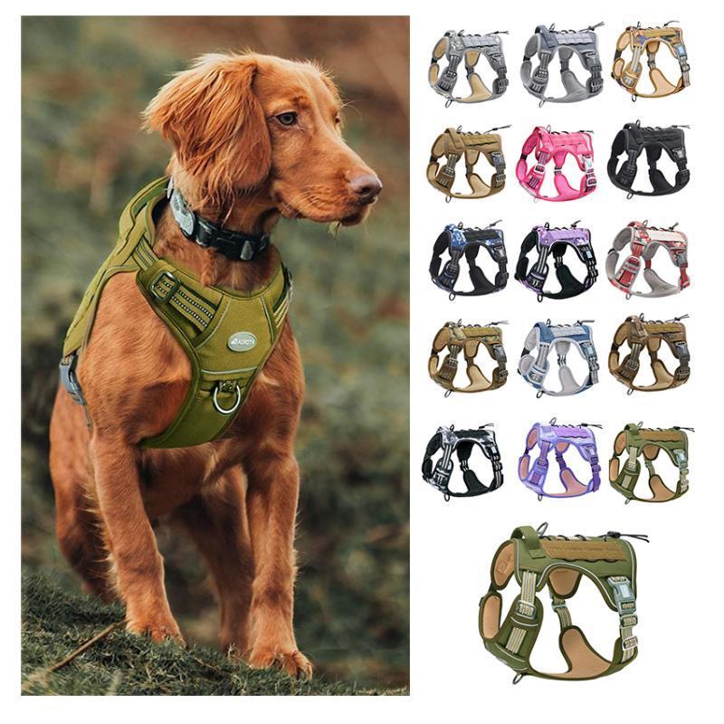 OEM Manufacturer Tactical Dog Harness Vest Custom Logo Reflective Adjustable Training No Pull Dog Harness for Large Dog