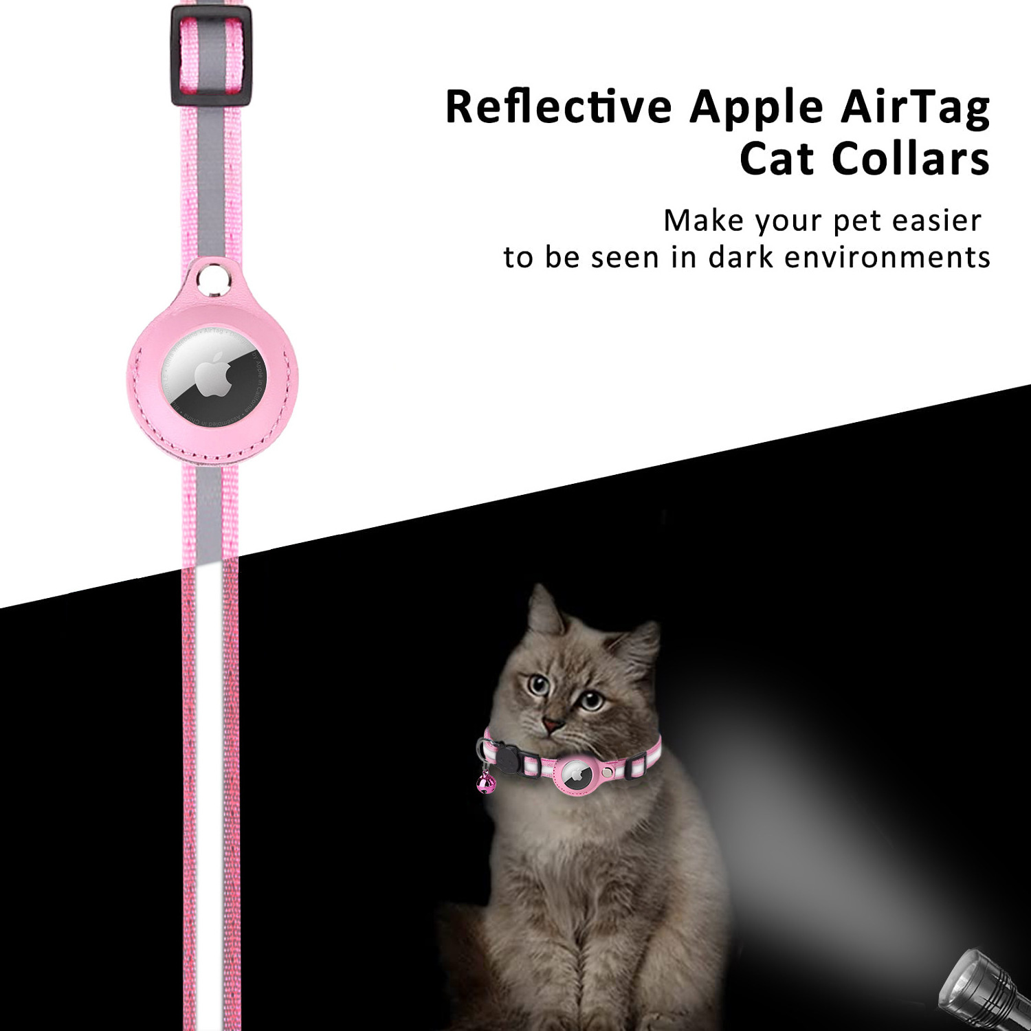 Luxury Hot Sales Adjustable Cat Collar Reflective Wholesale Soft Nylon Airtag Pet Cat Collar with Bell for Small Dog Walking