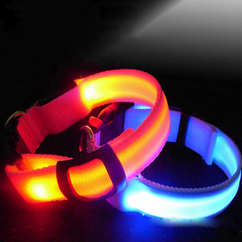 Manufacturer Light up Safety Dog Training Collar Anti-Lost Adjustable Rechargeable LED Lighted Pet Dog Collar Custom