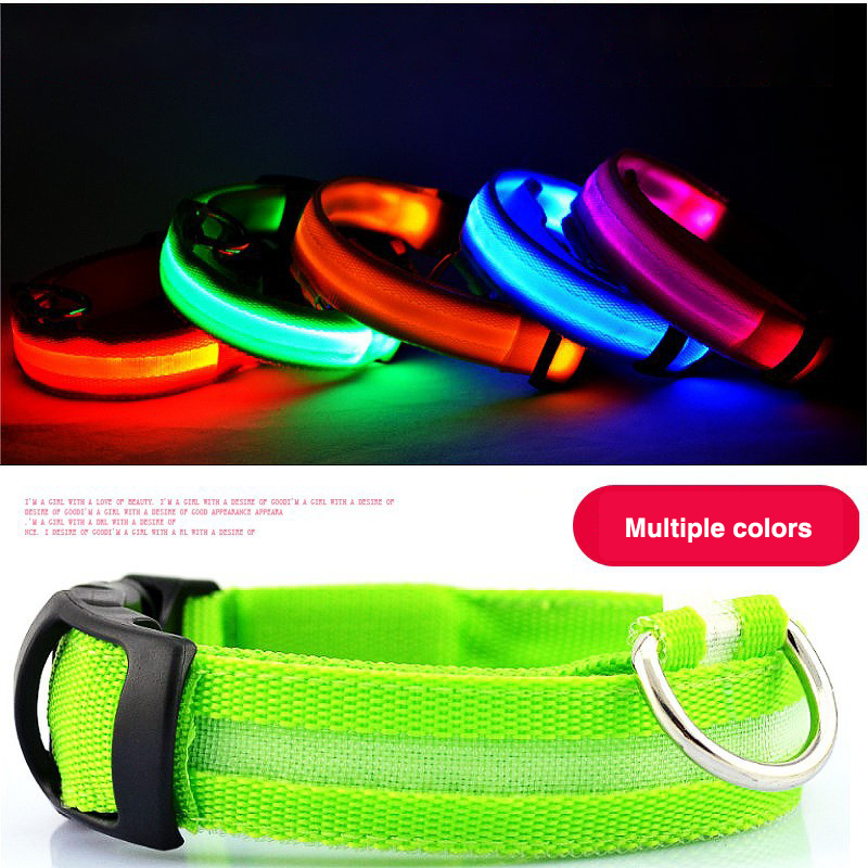 Manufacturer Light up Safety Dog Training Collar Anti-Lost Adjustable Rechargeable LED Lighted Pet Dog Collar Custom