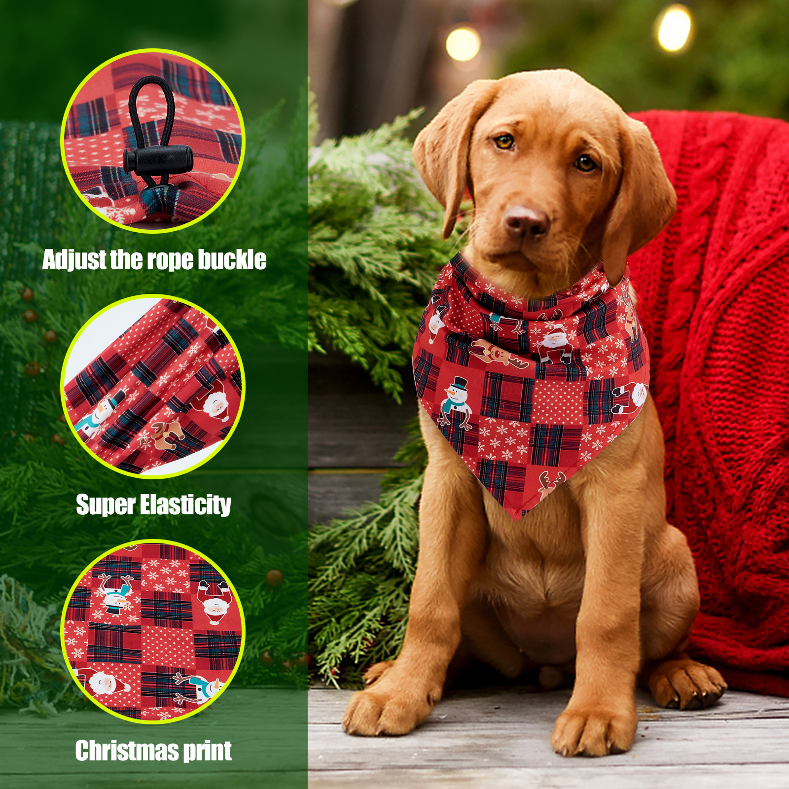 2024 OEM Design Hot Selling Pet Dog Christmas Snood For Dog Neck Slobber Triangle Scarf Bibs Kerchief Pet Bandana