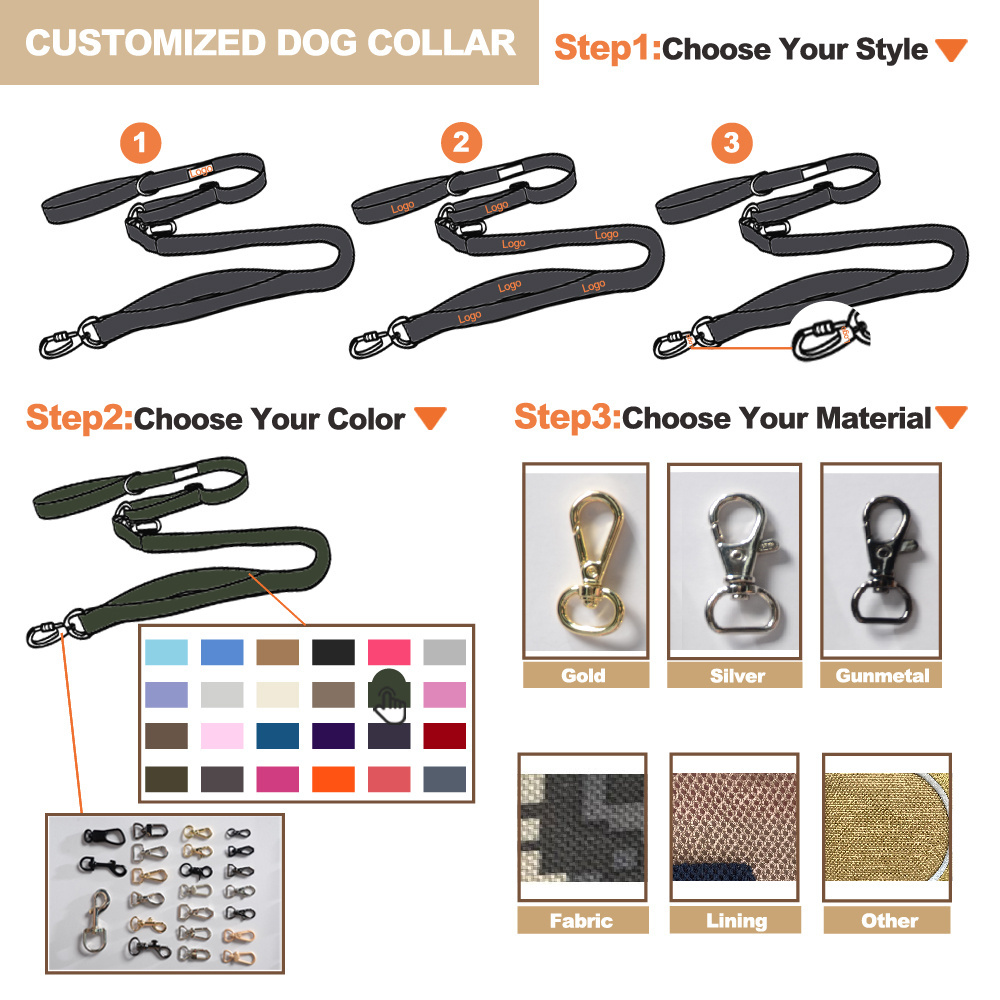 OEM Custom Anti-shock Heavy Duty Training Dog Leash Collar Manufacturer Reflective Rope Slip Lead Dog Leash with P Chain