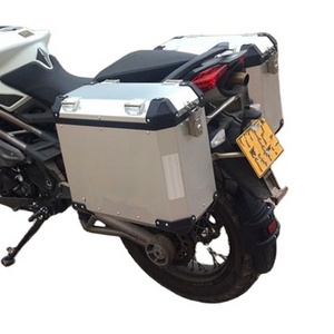 Motorcycle delivery food box with advertising White pannier Aluminium Side  rear items  For SUZUKI GW250