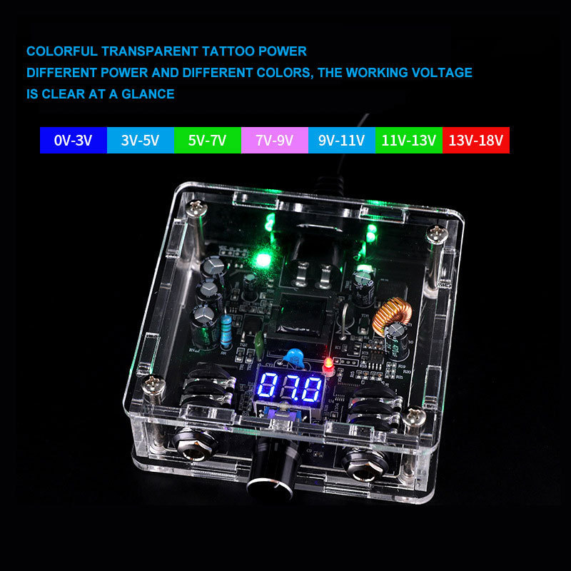 Dazzle Dual Mode LED Digital Screen Bench Power Input Machine Foot Switch Colorful Transparent Tattoo Power Supply