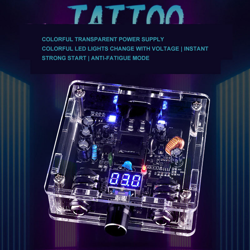 Dazzle Dual Mode LED Digital Screen Bench Power Input Machine Foot Switch Colorful Transparent Tattoo Power Supply