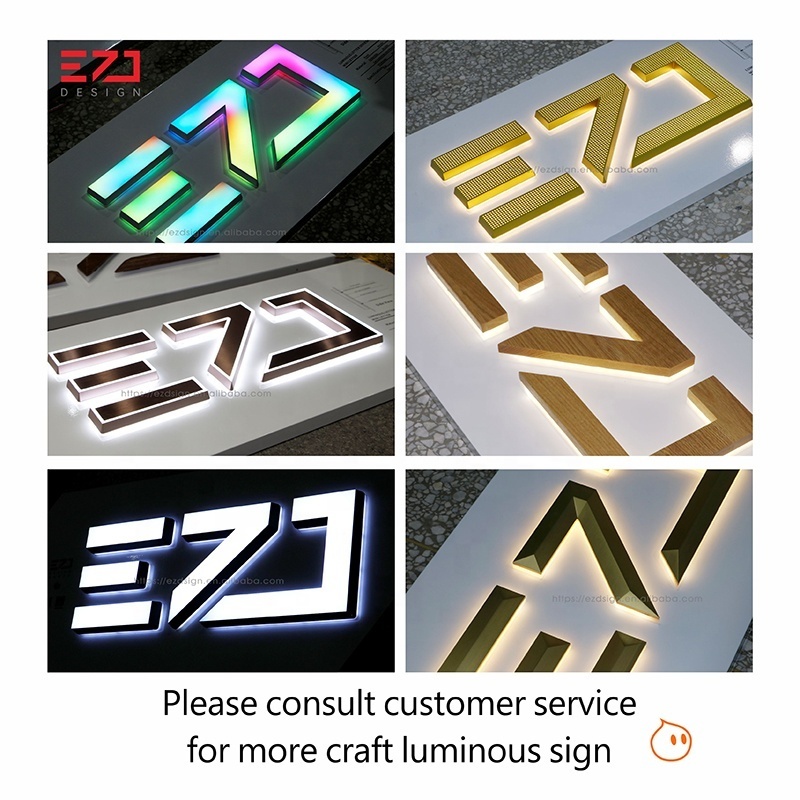 EZD custom Building sign shop name board design led letter Illuminated frontlit store front sign for business outdoor led sign