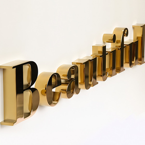 EZD Custom Gold Stainless Steel Wall Decoration Office Business Name Sign For Company