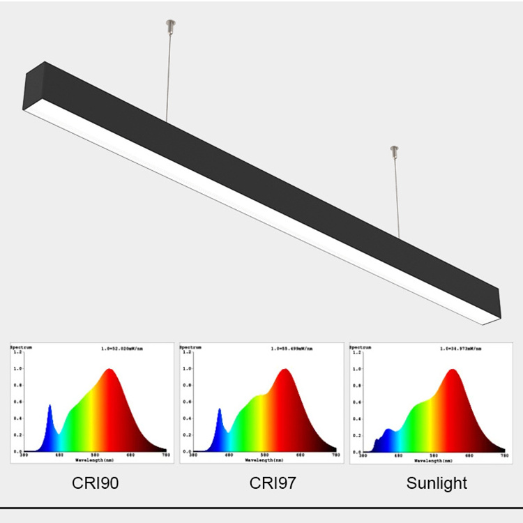 Modern Indoor Linkable Linear Lighting Decorative Batten Lamp 50w Hanging Suspended Mounting Aluminum Led Facade Linear Lights