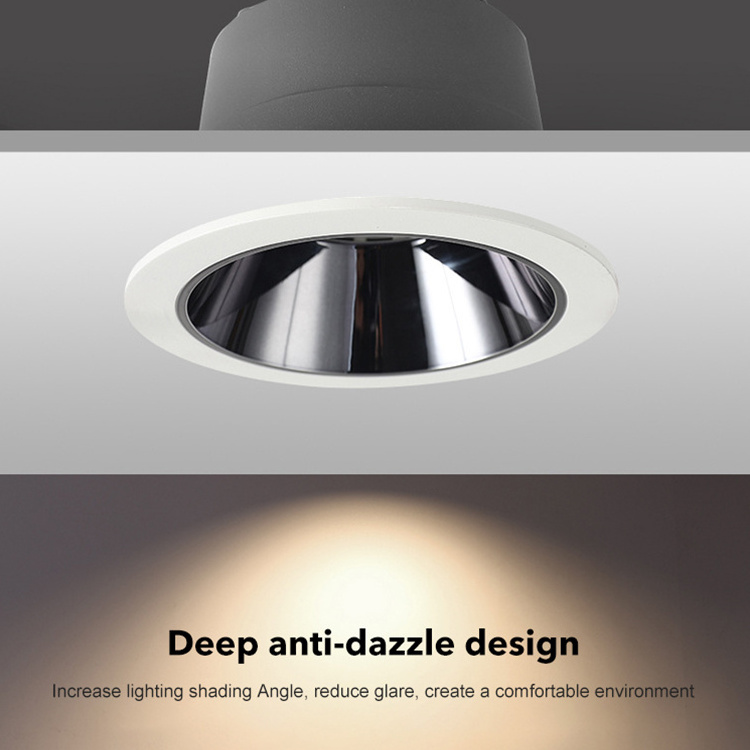 New Design Commercial Anti-Glare Recessed Ceiling Spotlight Aluminum Dimmable Down Spot Light 9w 12w 15w 25w 36w Led Downlights