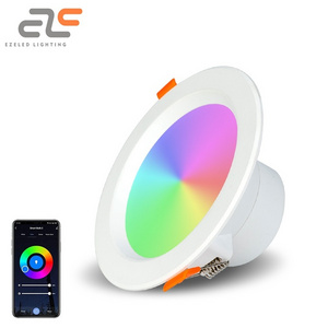 EZELED Wholesale Modern RGB Dimmable Zigbee Smart Anti-Glare Recessed Decorative Round 5W 7W 9W 15W Ceiling Led Downlight